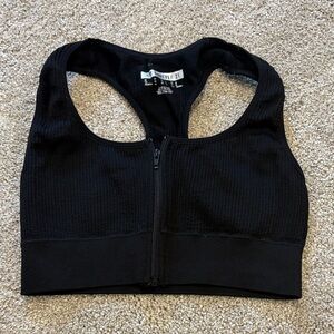 Forever 21 Black Zip-Front Sports Bra